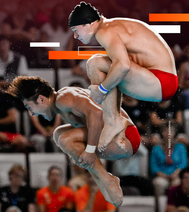 Synchronspringer Anton Knoll mit seiner Badekappe