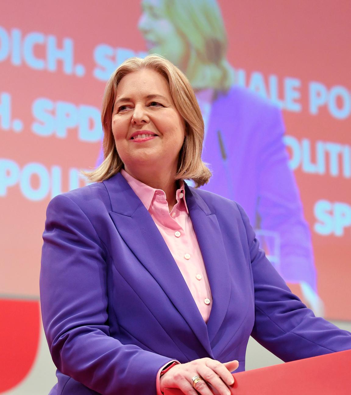 Bärbel Bas beim Bundesparteitag der SPD im CityCube Berlin am 27.06.2025.