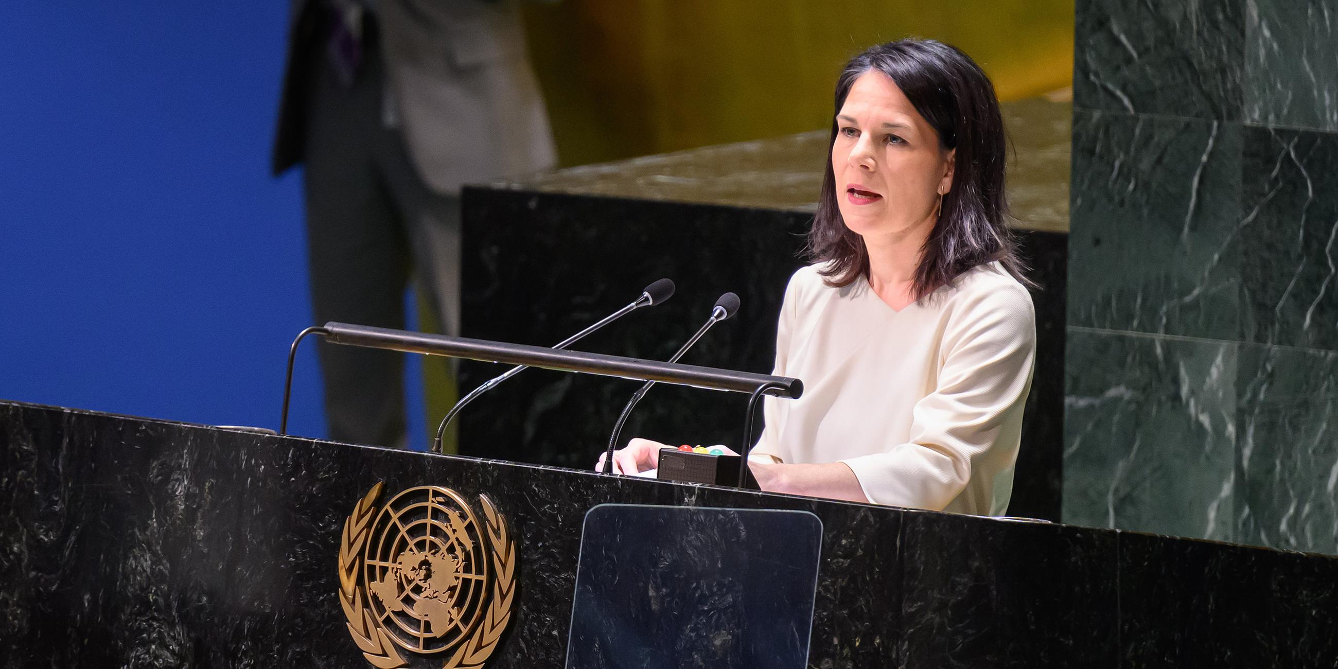 Annalena Baerbock spricht bei einer Generalversammlung der UN