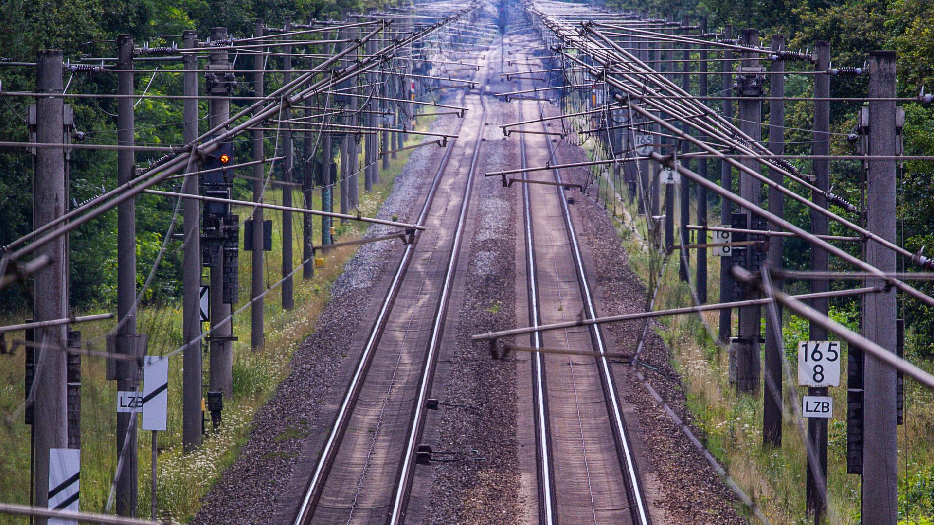 Die zweigleisige Bahnstrecke zwischen Berlin und Hamburg