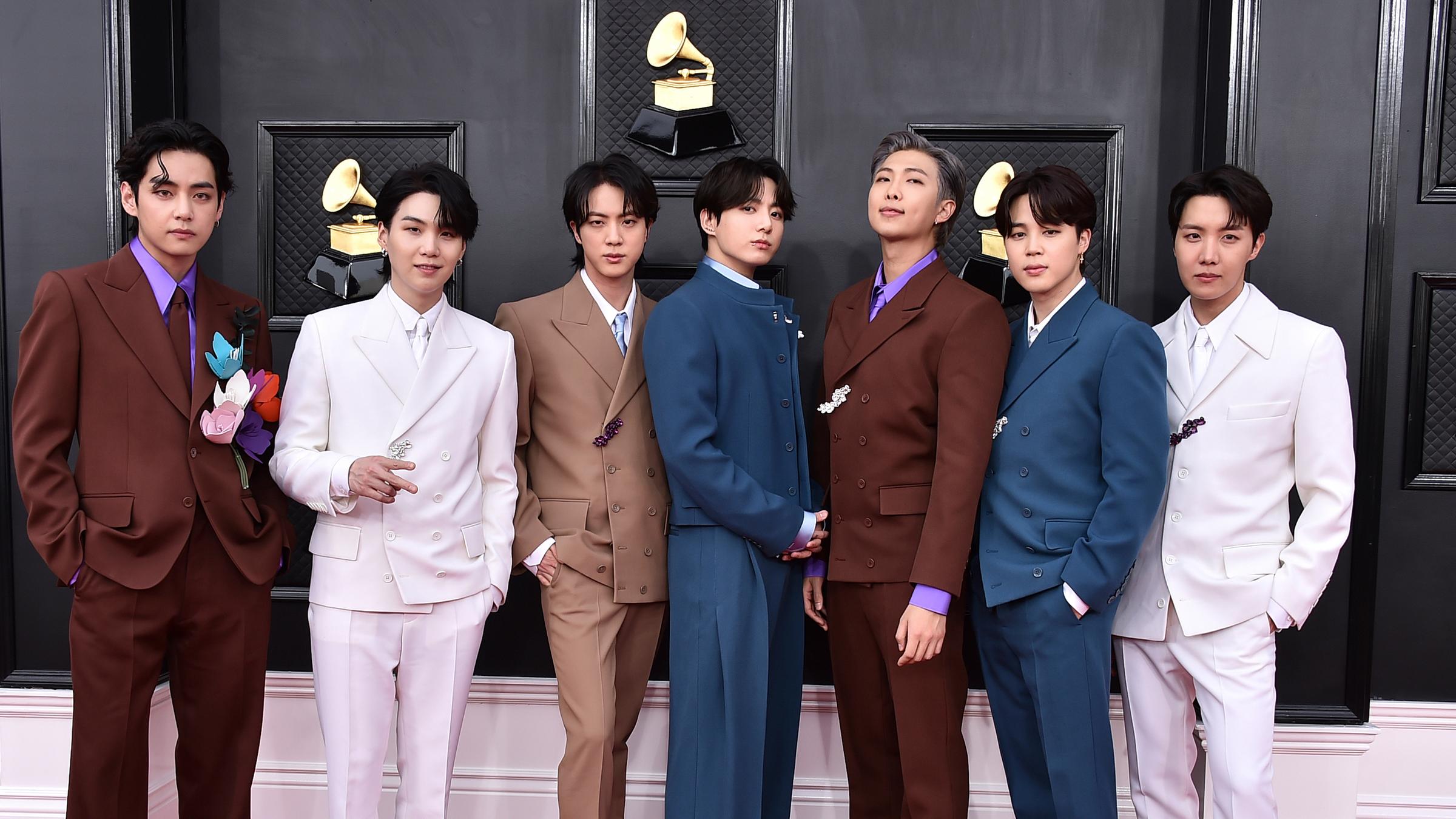Die K-Pop Band BTS bei den 64. Annual Grammy Awards am 03.04.2022 in Las Vegas, USA.