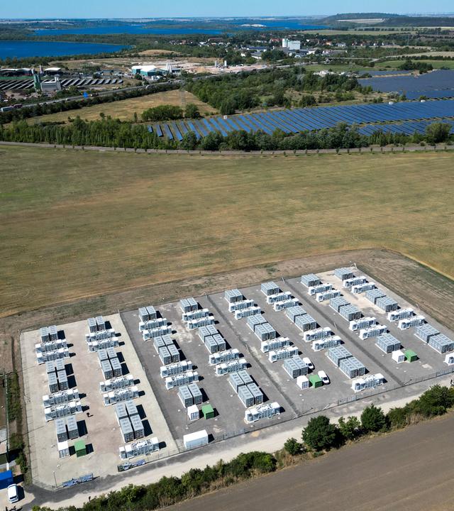 Der neue Batteriespeicher in Leuna in Sachsen-Anhalt.