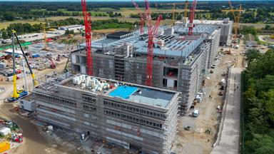 Brandenburg, Lübbenau: Die Baustelle für ein Rechenzentrum der Schwarz-Gruppe