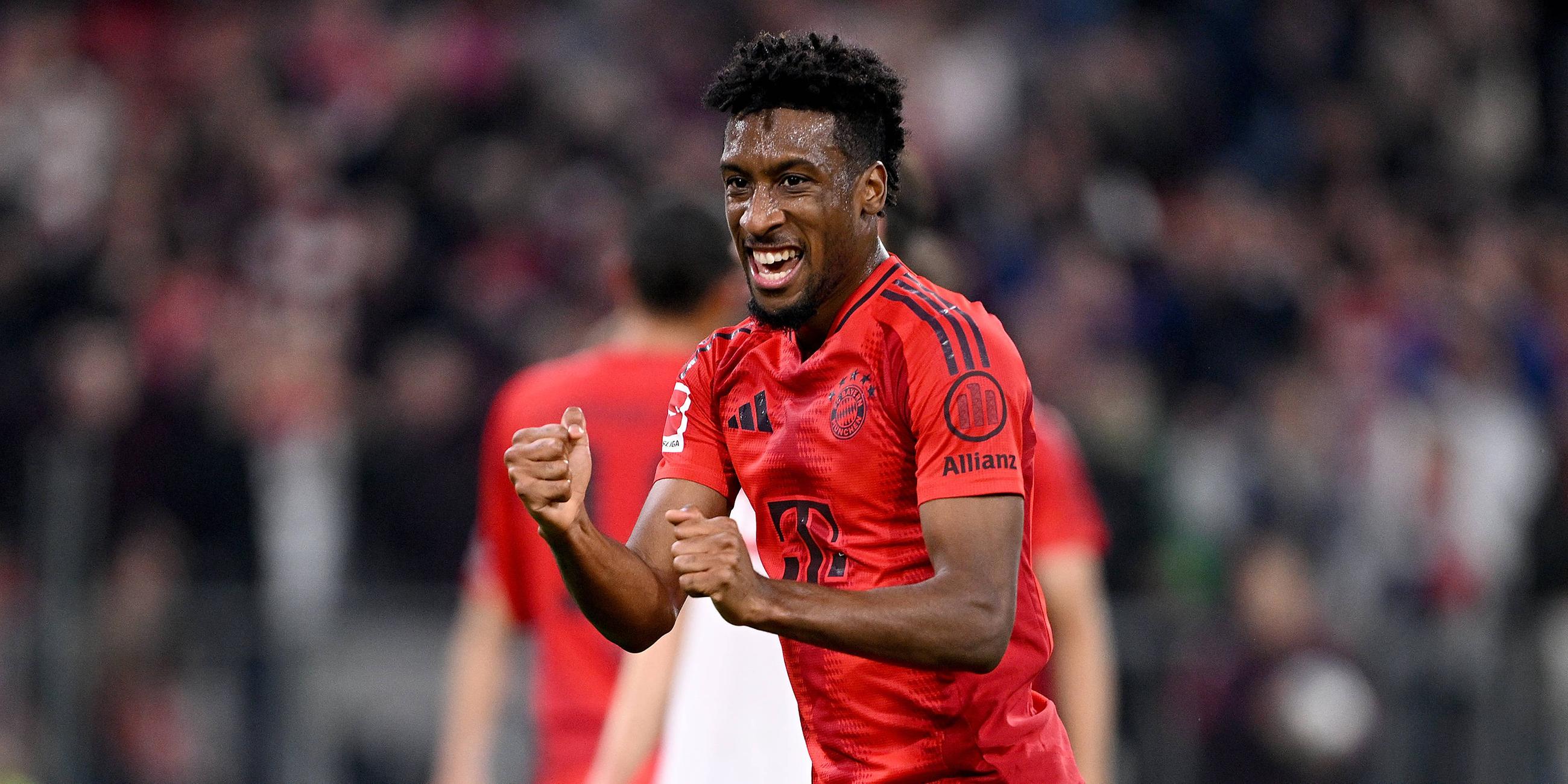 Jubel nach dem Tor zum 4-0 vom Torschützen Kingsley Coman (FC Bayern Muenchen).