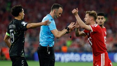 Joao Pinheiro, Marquinhos, Joshua Kimmich und Luis Diaz am 06.05.26