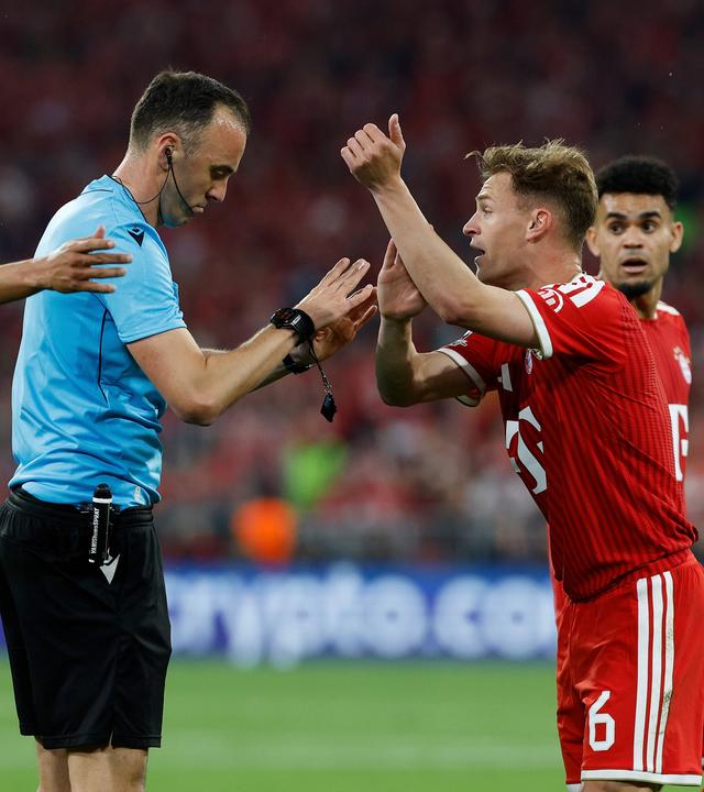 Joao Pinheiro, Marquinhos, Joshua Kimmich und Luis Diaz am 06.05.26