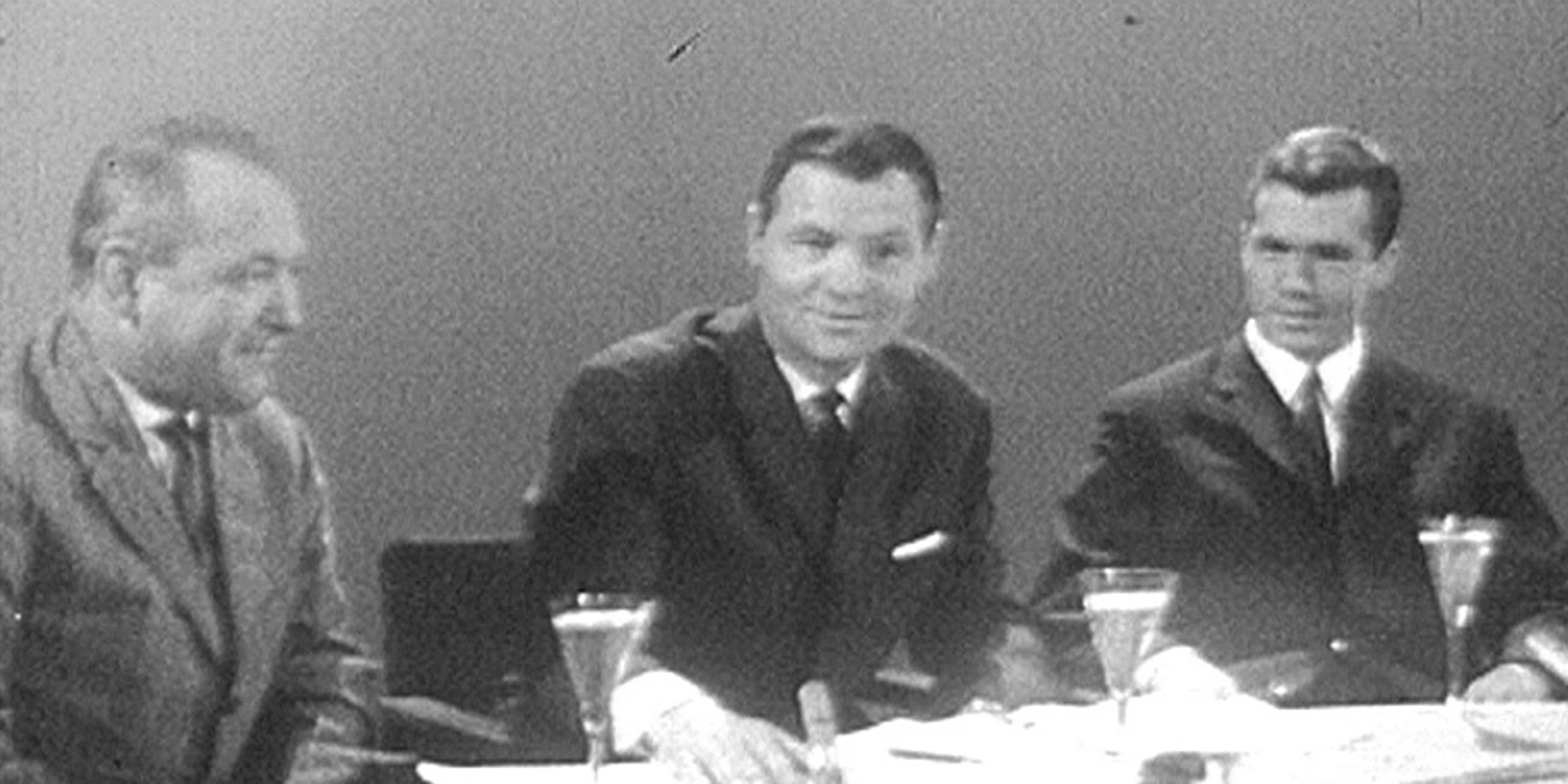 Jungstar Franz Beckenbauer mit Trainer Tschik Cajkovski im aktuellen sportstudio 1965