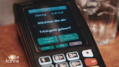 Ein Kartenlesegerät, wo nach Trinkgeld gefragt wird