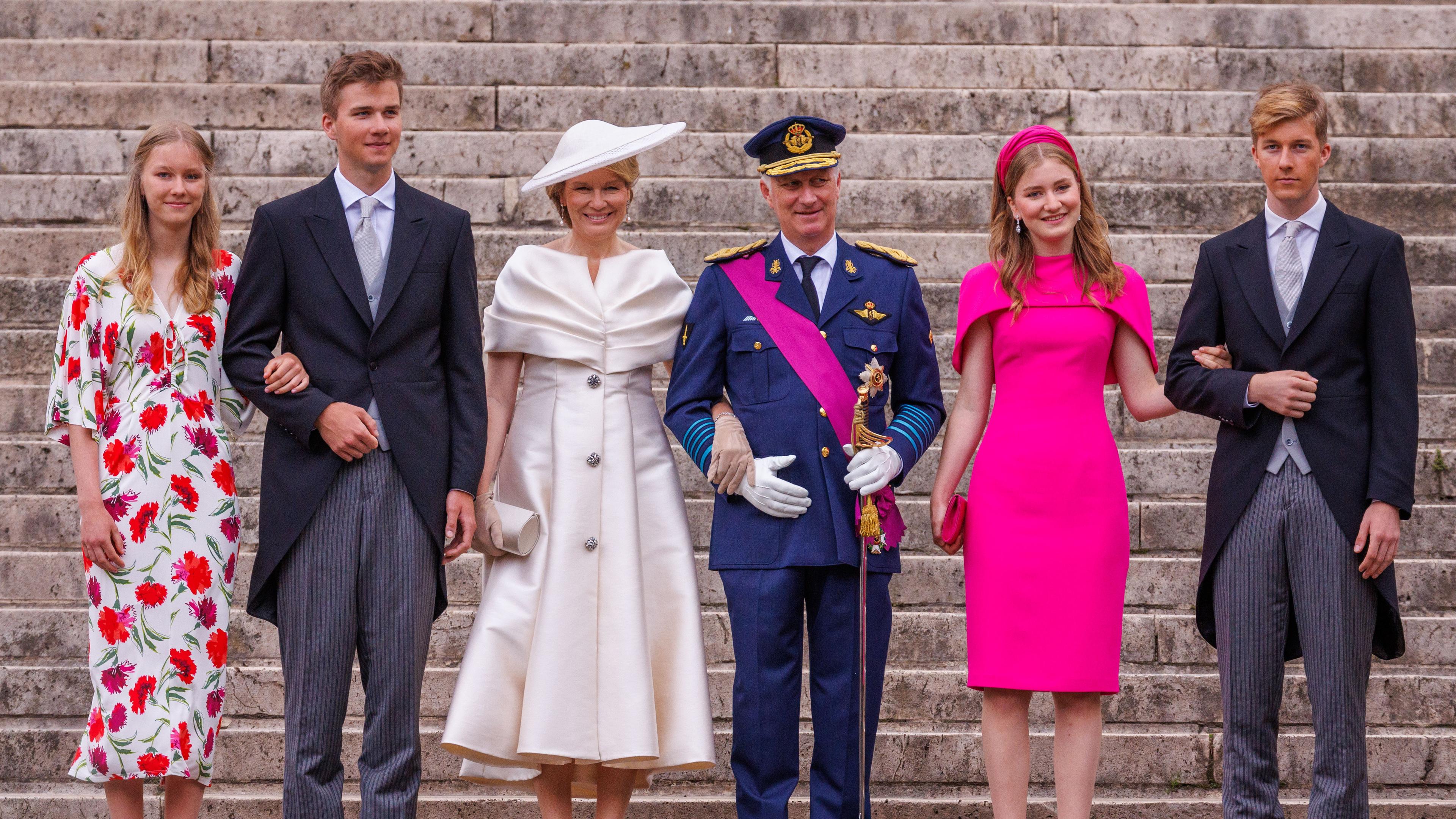 Die belgische Königsfamilie vor der Te Deum Messe am Nationalfeiertag in Brüssel