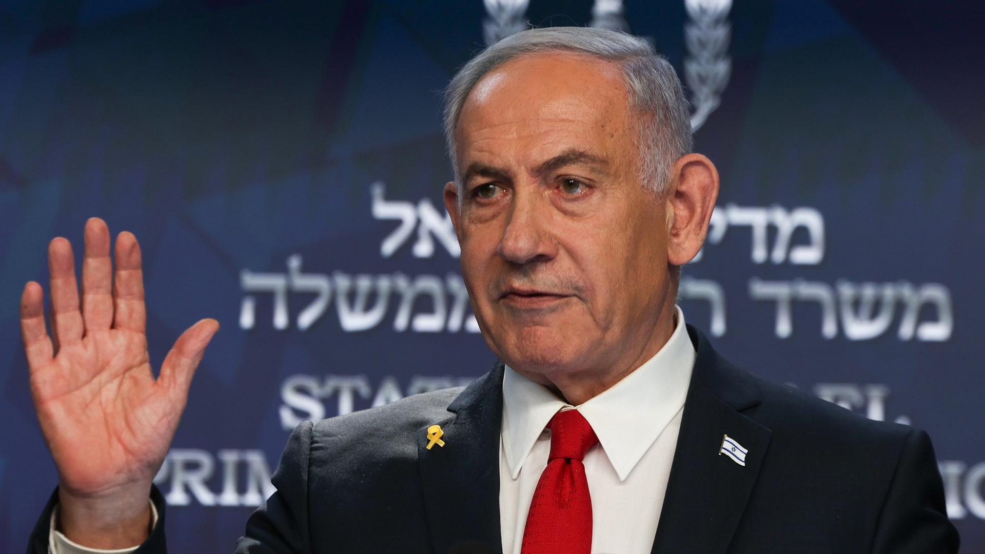 Benjamin Netanjahu bei einer Pressekonferenz am 21.05.2025.