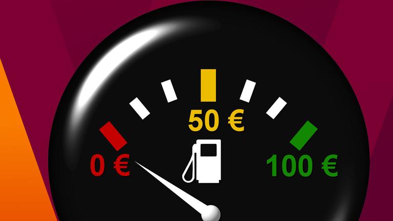 Tacho mit Euro-Angaben für den Benzinpreis