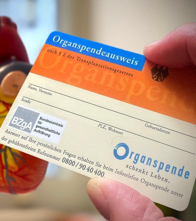 Ein Organspendeausweis ist zu sehen.