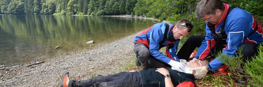 Übung der Bergwacht im Schwarzwald