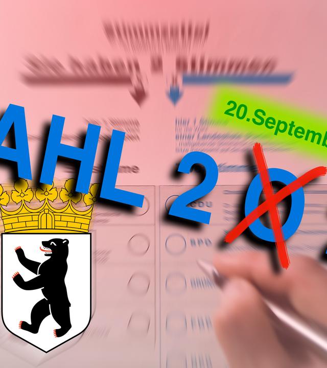 Symbolbild zur Berlin Wahl am 20. September 2026. Begriffe aWAHLÒ und a2026Ò sowie ein rotes Kreuz als Symbol fuer die Stimmabgabe Das Motiv visualisiert die politische Wahl, Stimmabgabe und den demokratischen Entscheidungsprozess in Berlin.