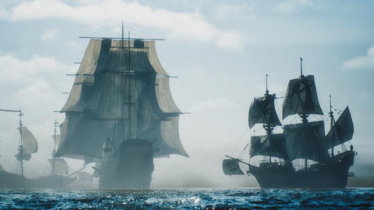 Zwei große Segelschiffe auf dem Meer