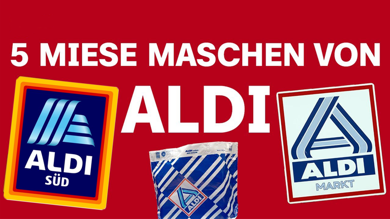 Schrift: 5 miese Maschen von Aldi