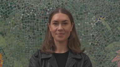 Henrike Hahn beim ZDF- Dreh in Berlin