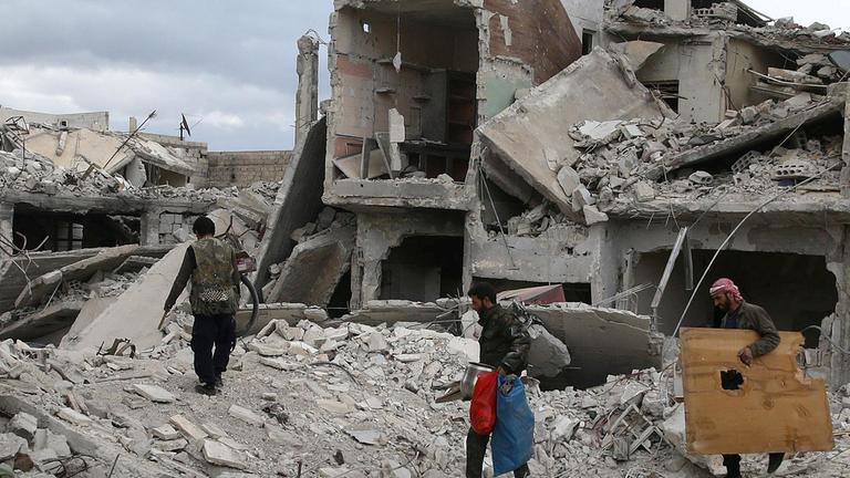 Archiv: Zerstörung in Syrien, aufgenommen am 30.03.2018 in Damaskus