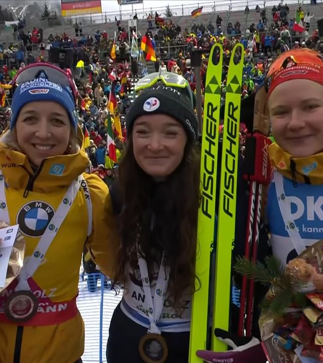 Siiegerpodest: Frauen-Biathlon 