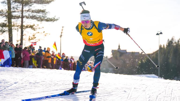 Eric Perrot beim Biathlon-Sprint in Oslo am 20. März 2026.