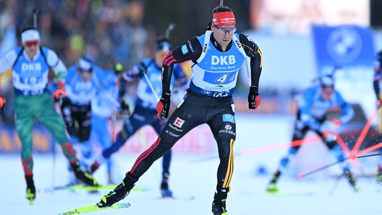 Biathlet Philipp Nawrath bei der Staffel in Ruhpolding
