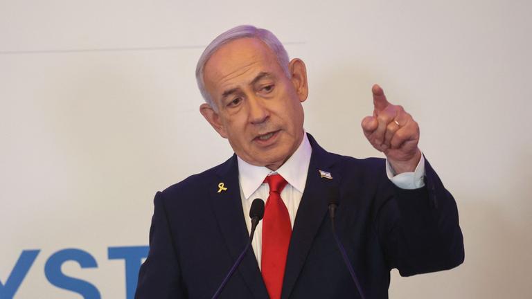 Israel's Prime Minister Benjamin Netanyahu speaks during an event at the Waldorf Astoria Hotel in Jerusalem on July 27, 2025.