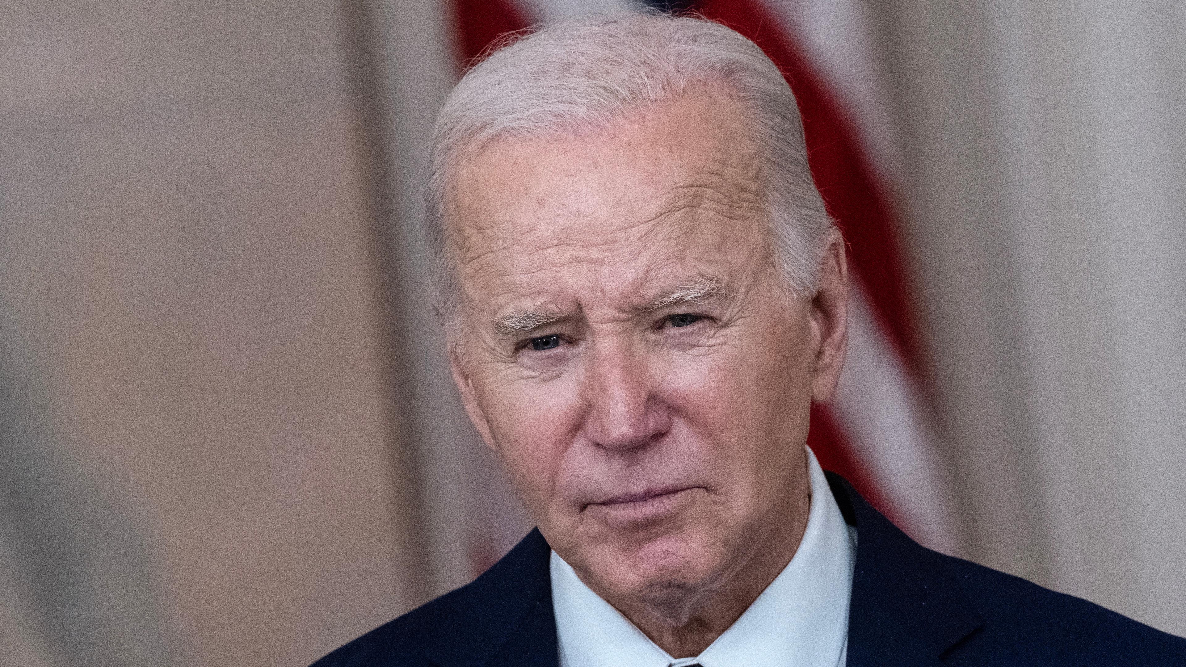 US-Präsident Biden bei einer Pressekonferenz mit Jordaniens König Abdullah.