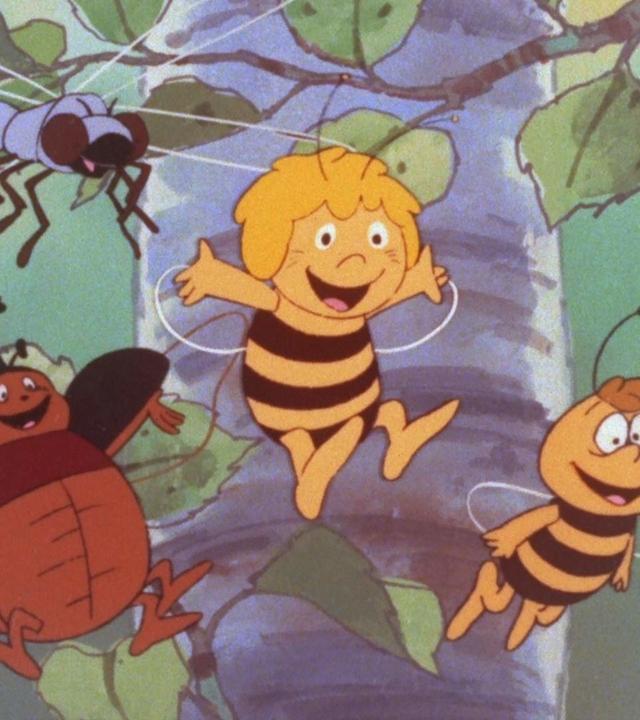 Bild aus "Die Biene Maja - Der Waldbrand". Die Insekten des Waldes freuen sich, dass das Feuer endlich gelöscht ist. 