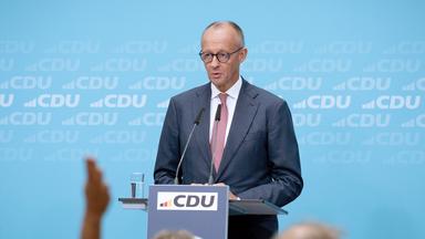 Friedrich Merz bei einer Pressekonferenz nach den Landtagswahlen in Berlin und Mecklenburg-Vorpommern im Konrad-Adenauer-Haus.