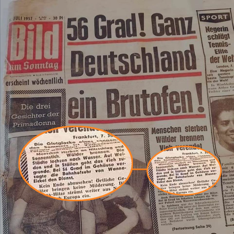 Foto der Titelseite von "Bild am Sonntag" von Juli 1957