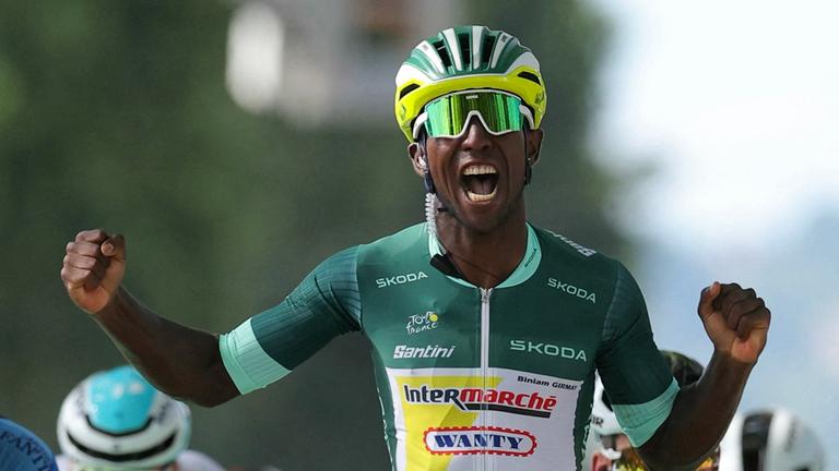 Biniam Girmay vom Team Wanty,im Südwesten Frankreichs, am 11.07.2024. 