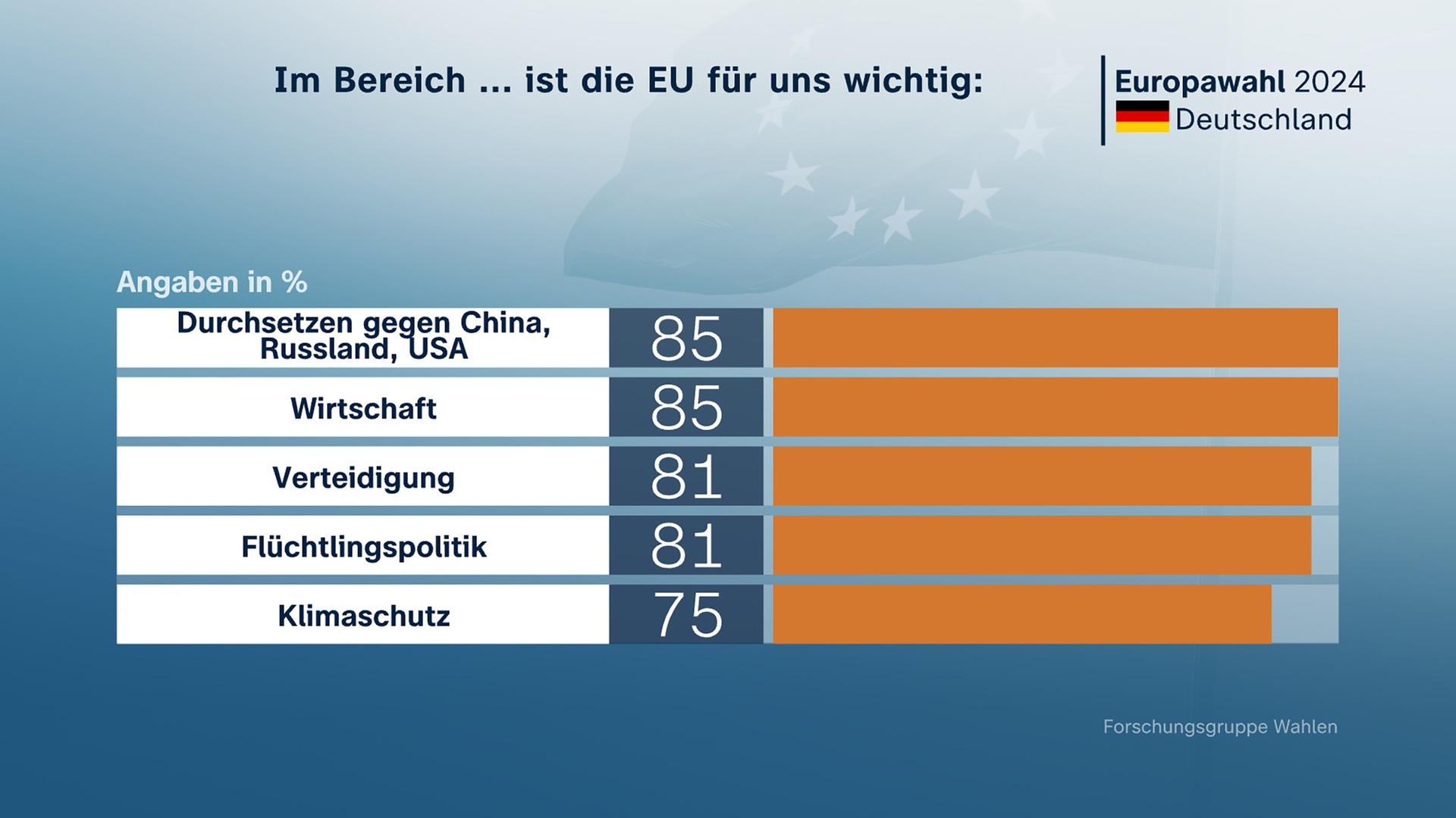 Blitzanalyse: Im Bereich ... ist die EU für uns wichtig: