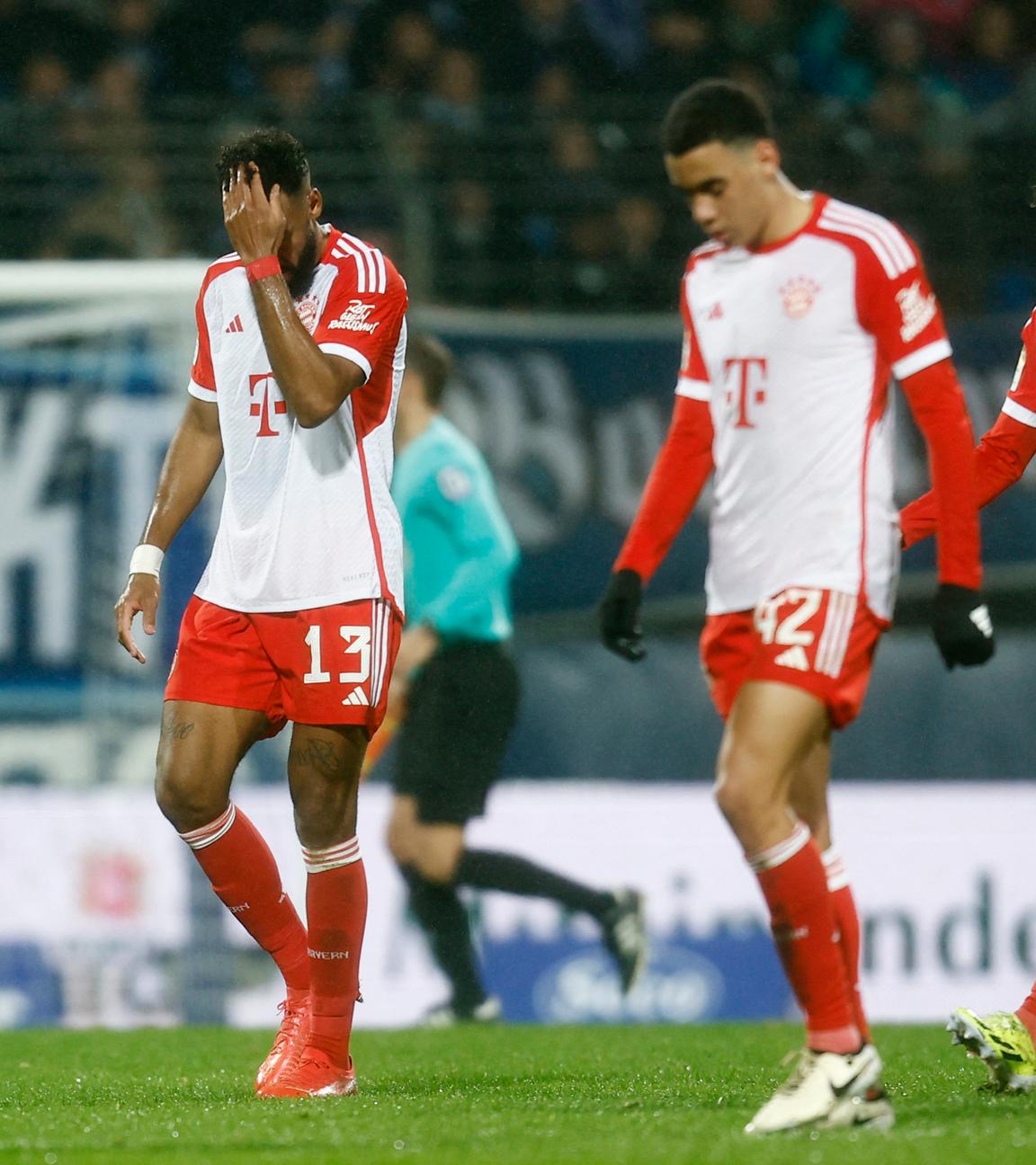 v.l.n.r.: Eric Maxim Choupo-Moting, Jamal Musiala und Thomas Müller.