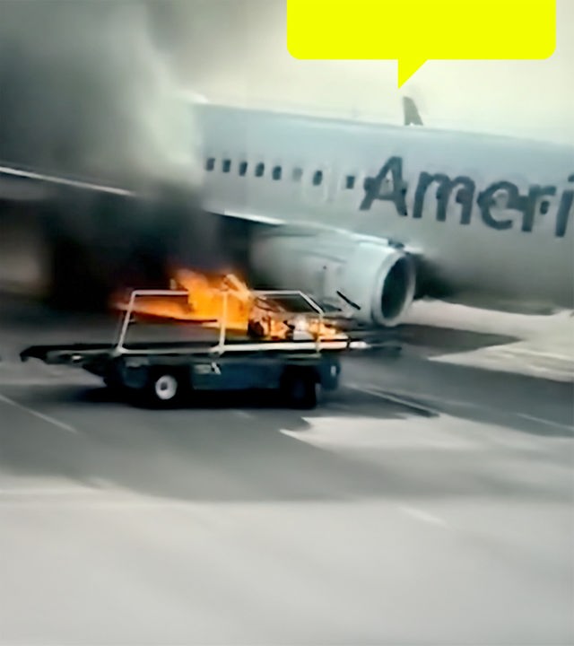 Bild einer brennenden Boeing auf dem Rollfeld