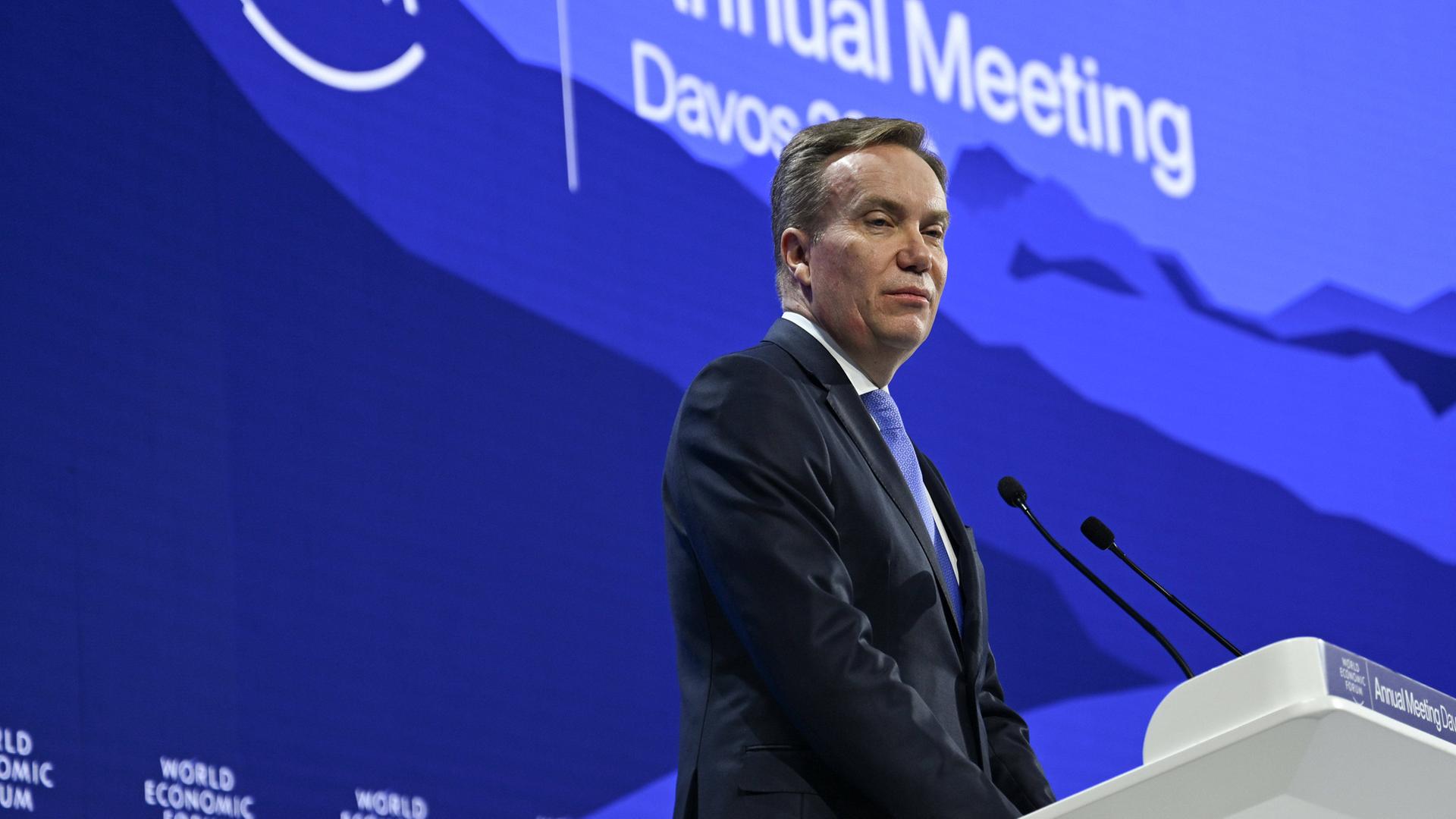 Präsident des World Economic Forum (WEF), Börge Brende, hält eine Rede während des World Economic Forums in Davos am 20. Januar 2026. (Archiv)