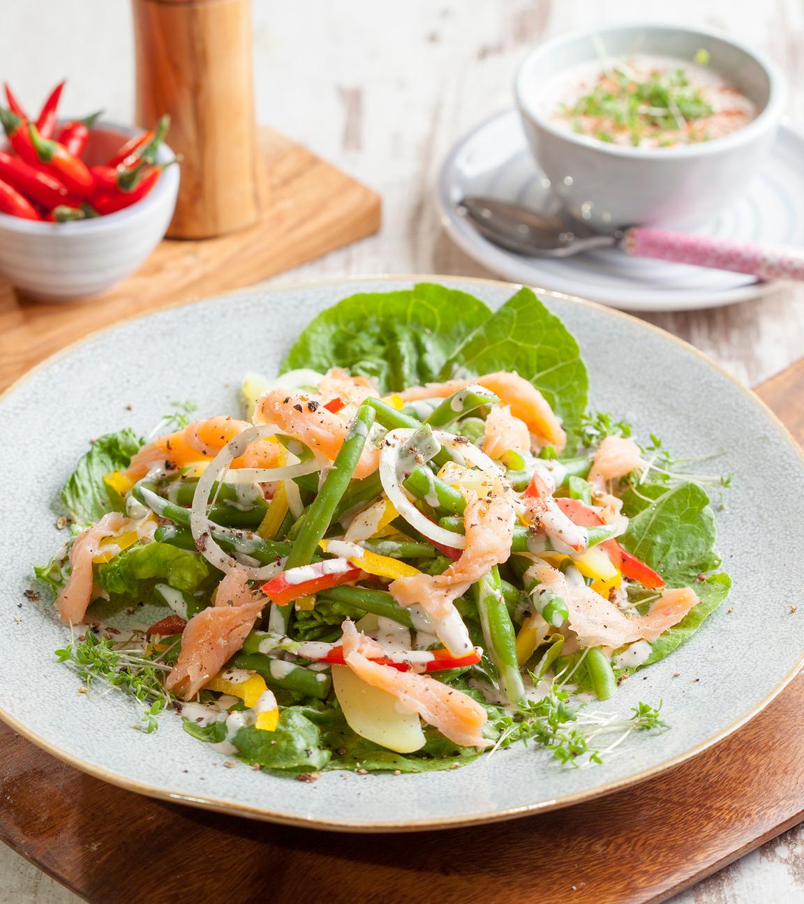 Bohnensalat mit Lachsstreifen