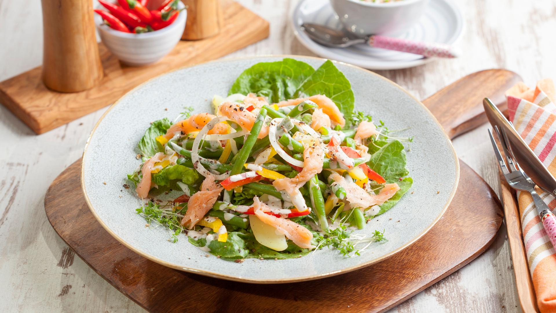 Bohnensalat mit Lachsstreifen