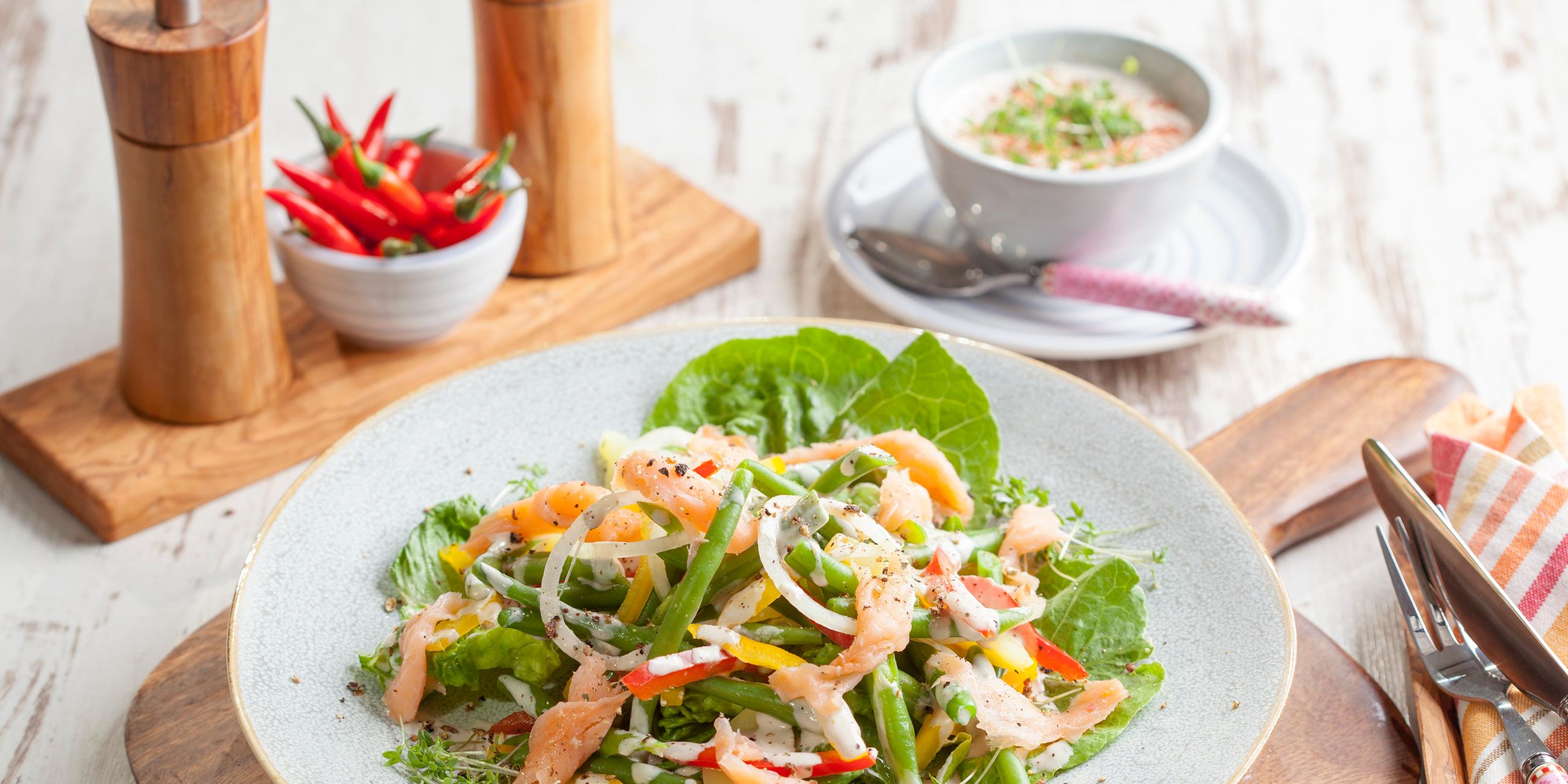 Bohnensalat mit Lachsstreifen