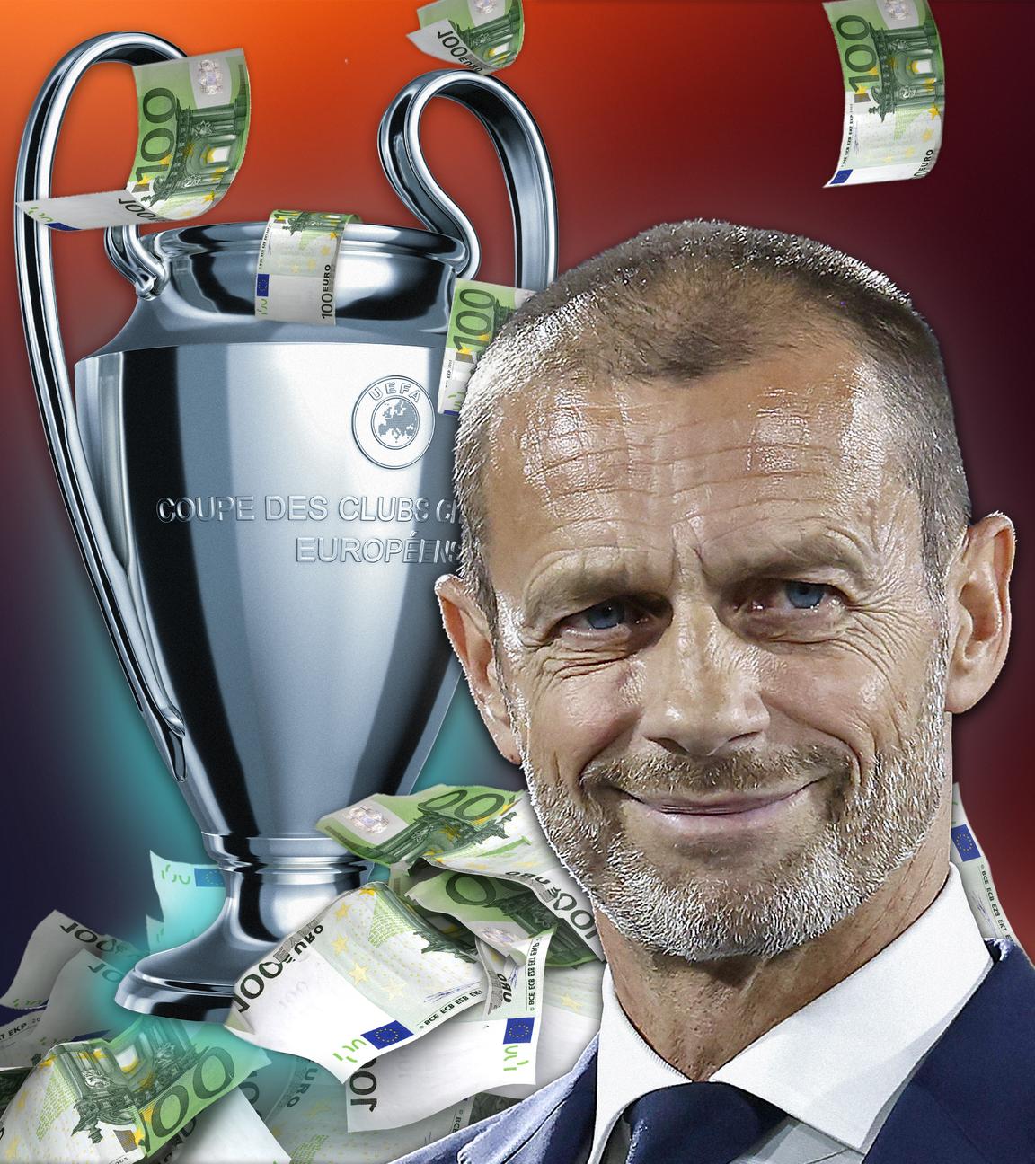 Aleksander Ceferin mit dem Champions-League-Pokal