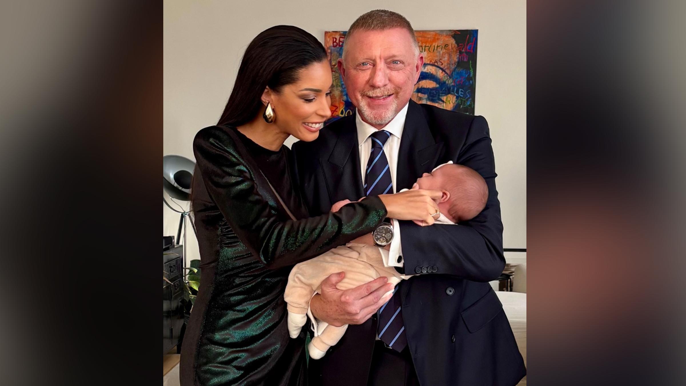 Boris Becker mit seiner Ehefrau und dem gemeinsamen Kind