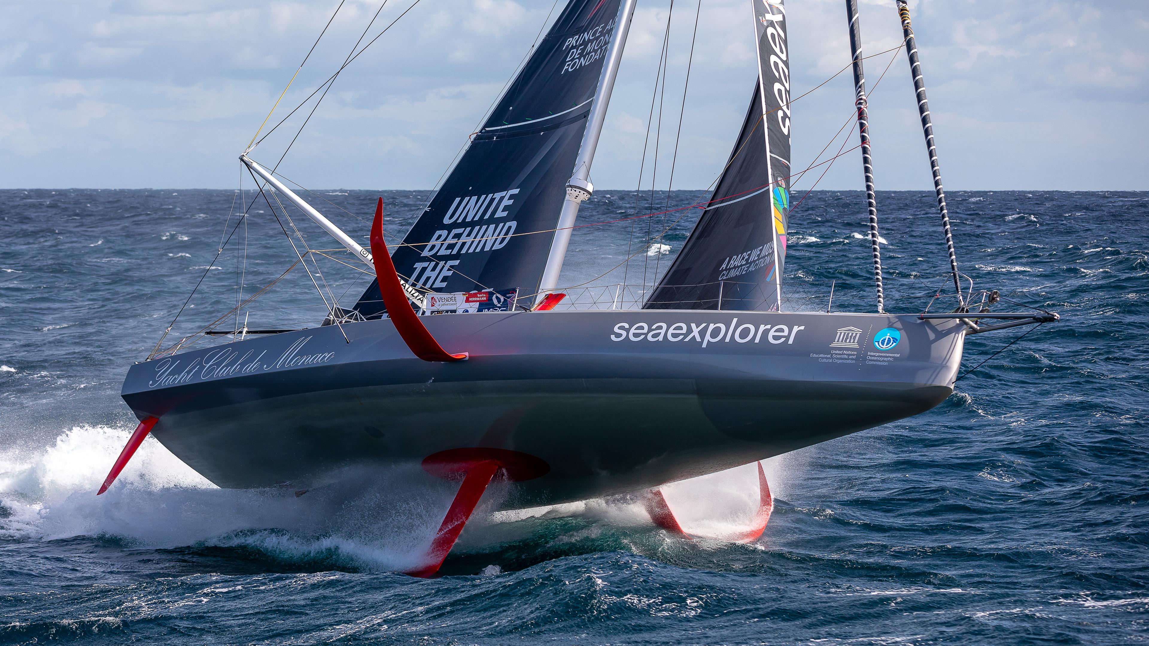 Das Segelboot des Deutschen Boris Herrmann bei der Einhand-Weltumseglung Vendée Globe