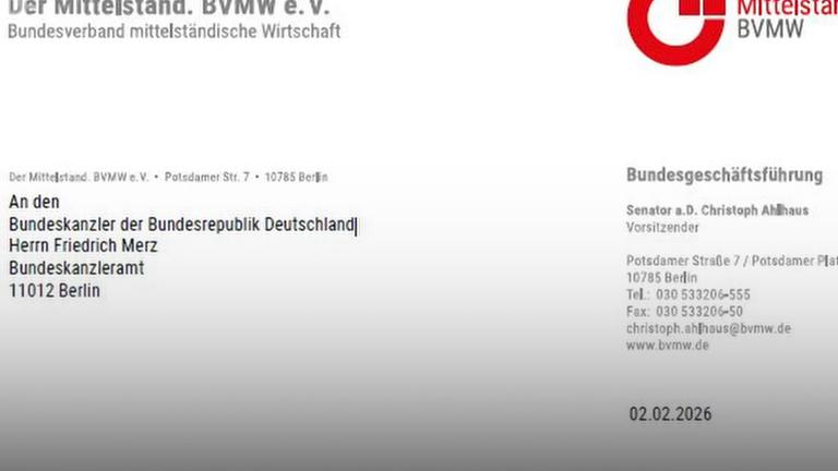 Screenshot: Brandbrief Merz Mittelständler enttäuscht von Wirtschaftspolitik