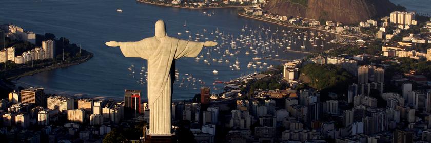 Die Christusstatue auf dem Berg Corcovado in Rio de Janeiro in Brasilien.