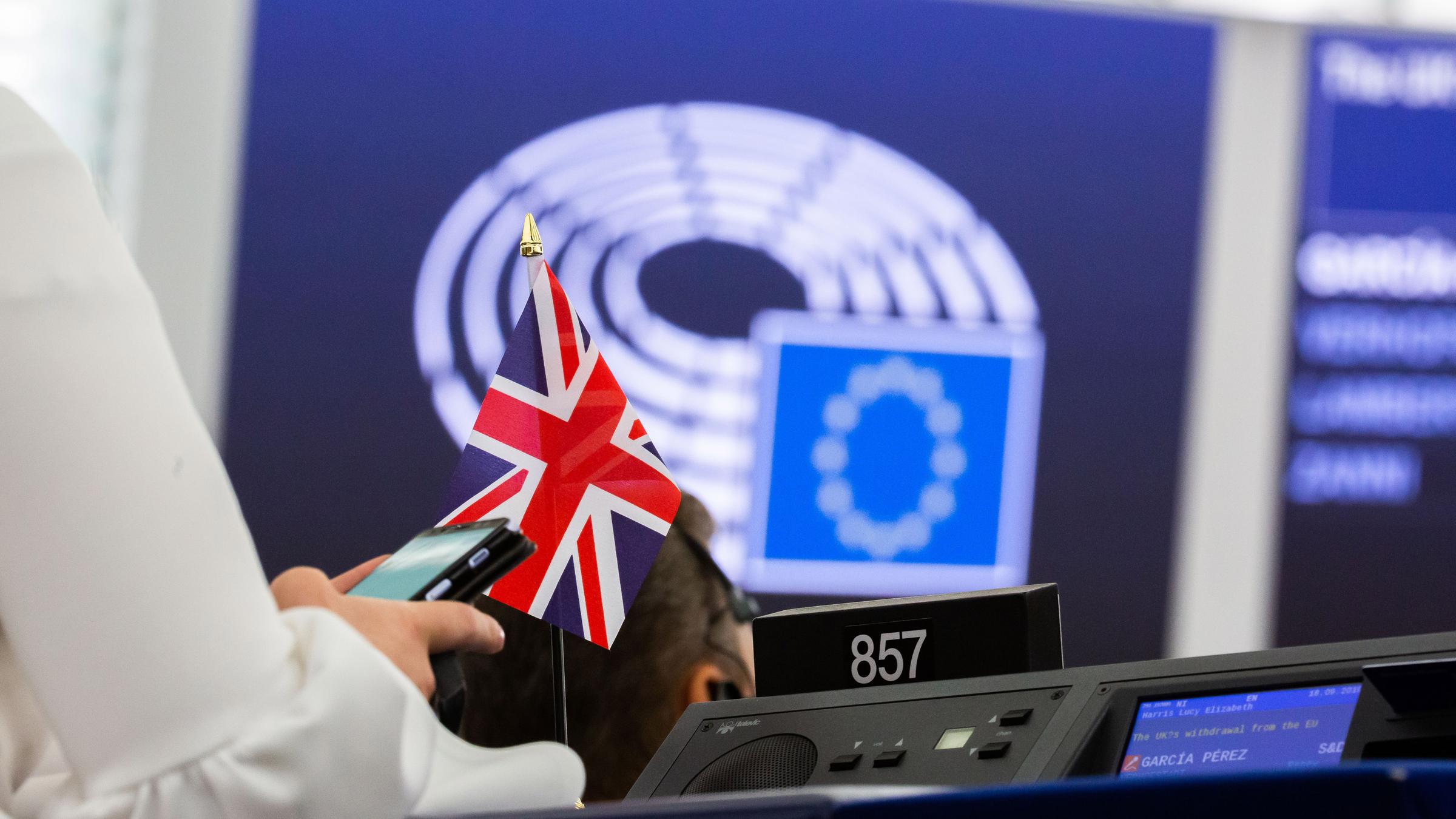 Fahne des Vereinten Königreiches im Europäischen Parlament