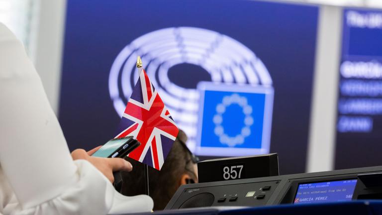 Fahne des Vereinten Königreiches im Europäischen Parlament