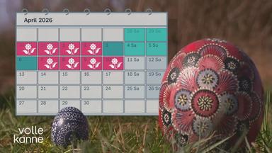 Ein Kalender über die Ostertage: An welchen Tagen könnte man sich Urlaub nehmen?