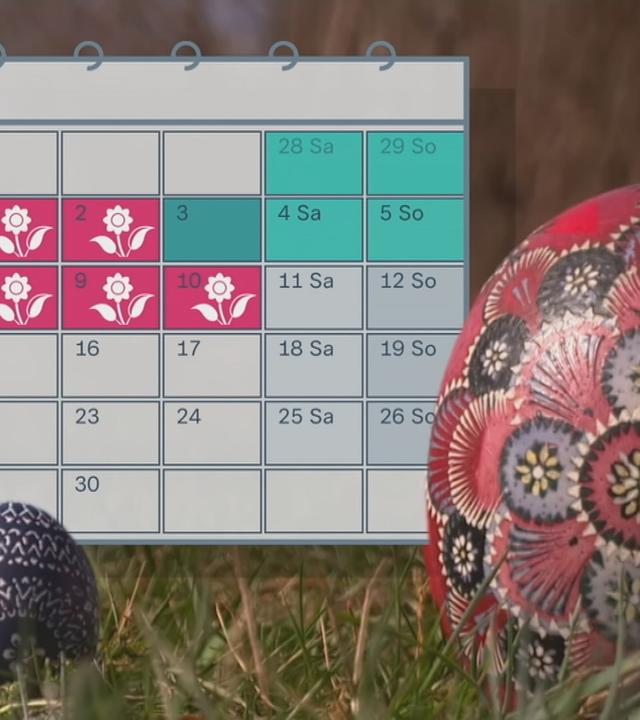 Ein Kalender über die Ostertage: An welchen Tagen könnte man sich Urlaub nehmen?