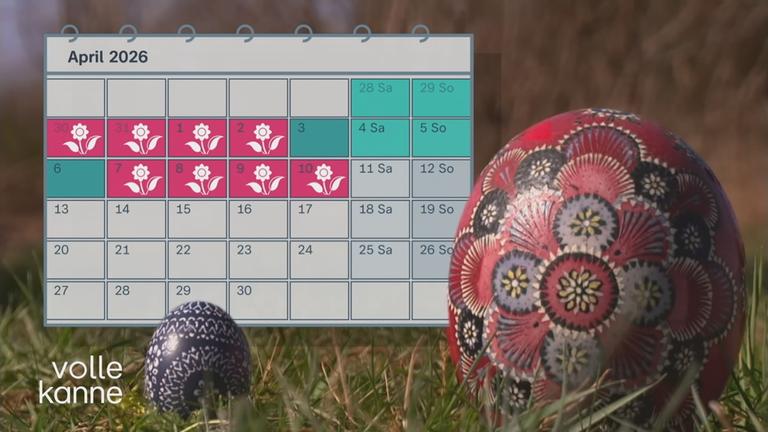 Ein Kalender über die Ostertage: An welchen Tagen könnte man sich Urlaub nehmen?