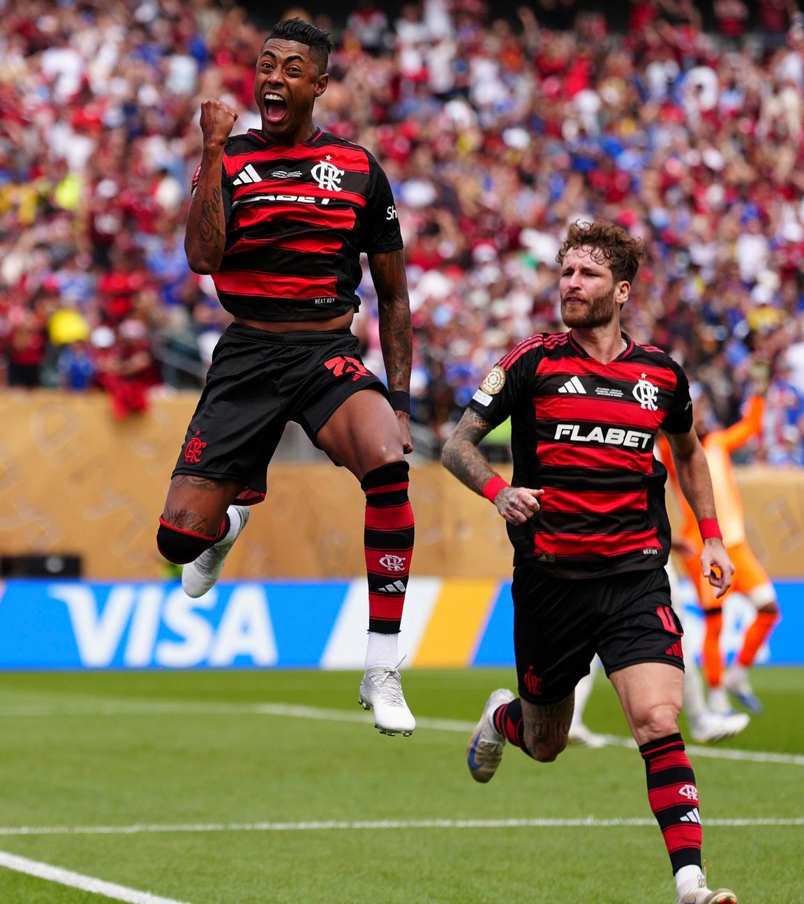 Bruno Henrique von Flamengo jubelt nach seinem Treffer während des Fußballspiels der Gruppe D der Klub-Weltmeisterschaft zwischen Flamengo und Chelsea in Philadelphia, Freitag, 20.06.2025.