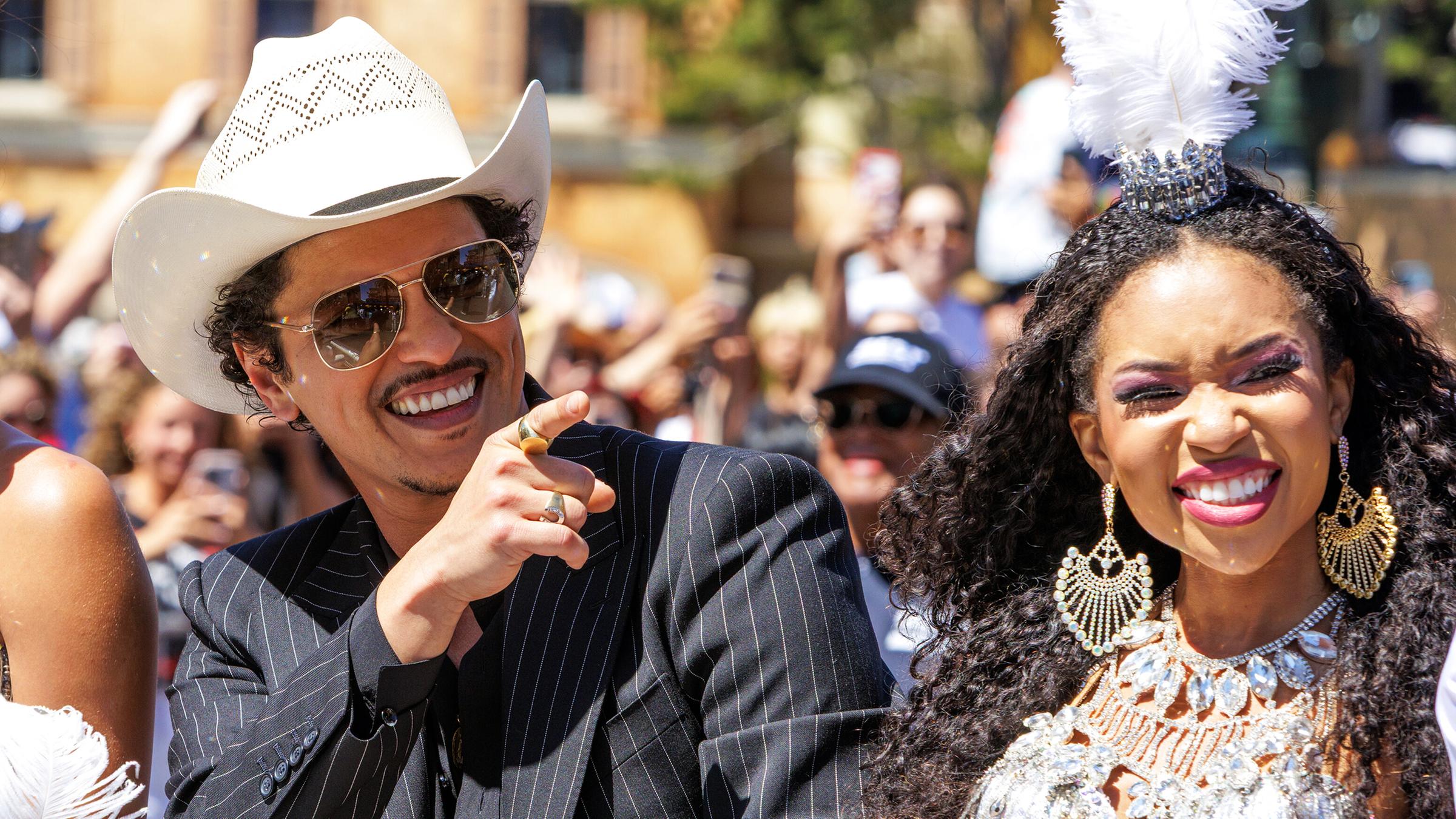 Sänger Bruno Mars bei der Parade in Las Vegas. 